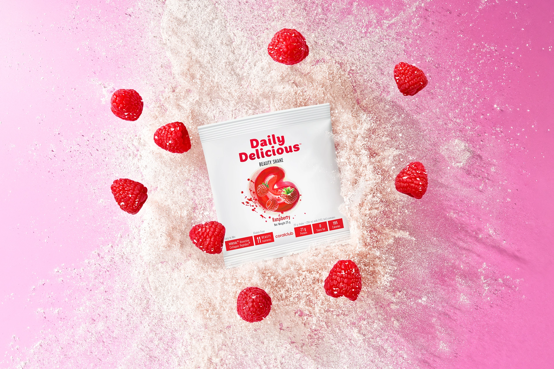 Daily Delicious Beauty Shake cu aromă de zmeură